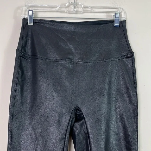 Diane Gilman DG2 Leggings Women Med Tall Black Stretch Faux Leather High Rise - Picture 2 of 6